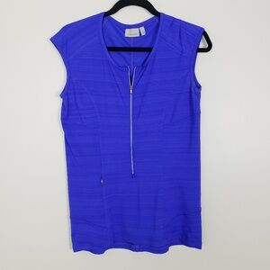 Athleta sleeveless, back ruching, front zipper top